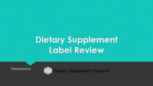 Dietary Supplement Label Training